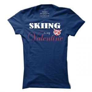 Dámské lyžařské tričko Skiing is my Valentine