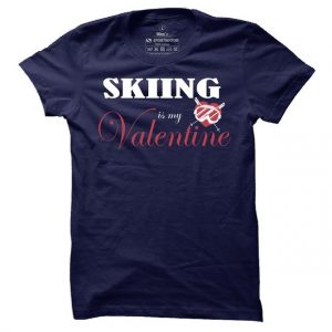 Pánské lyžařské tričko Skiing is my Valentine